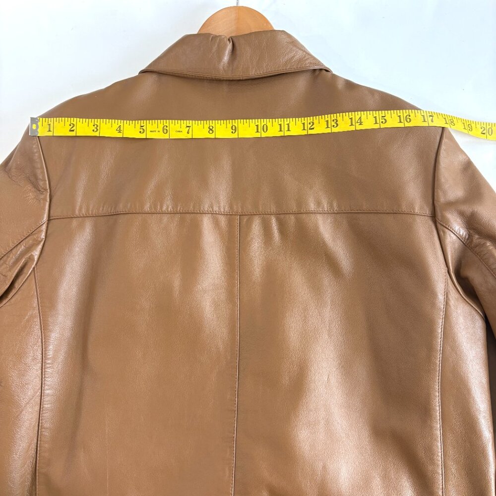 Men's Tan Leather Zip-Front Jacket - Picture 14 of 14